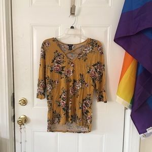 3/4 sleeve floral blouse